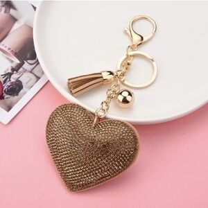 Sparkly Gold Heart Keychain/Bag Charm